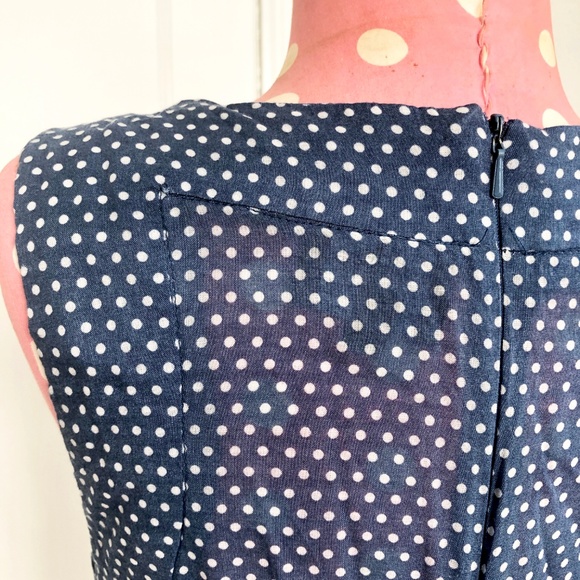 Angie Retro Blue & White Polka Dot Keyhole Dress - Picture 6 of 7